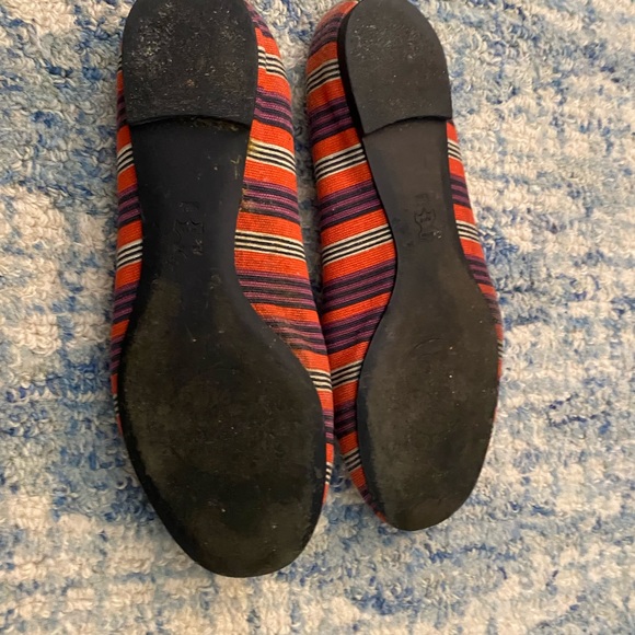 Tory Burch Reva Flats -Red Canvas Stripe - Picture 4 of 4